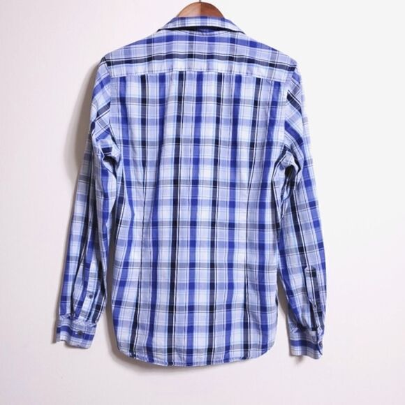 Ted Baker Button Down Top Blue Plaid Size 3 - Picture 7 of 13